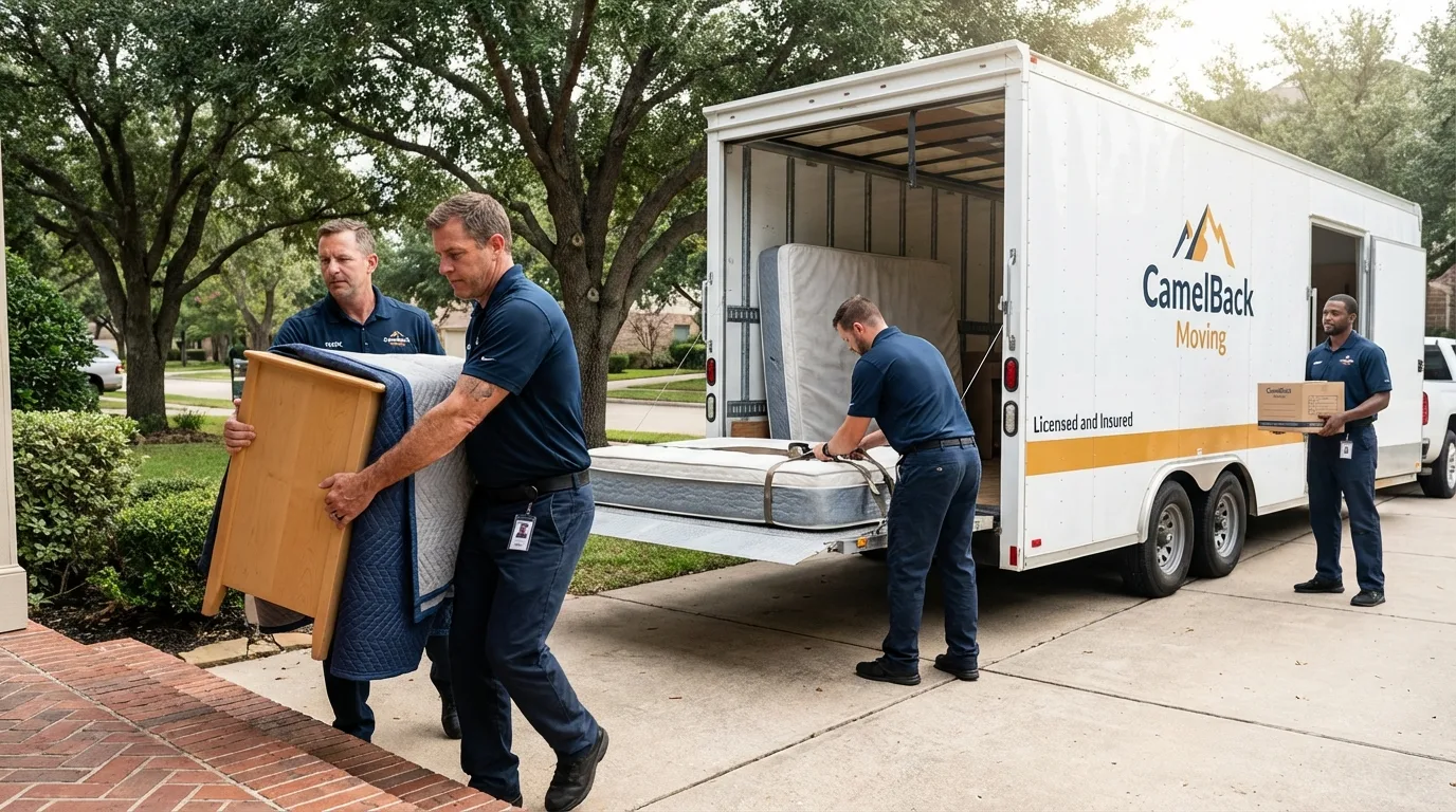 Crew loading residential truck for cross-state move from Helena, AL