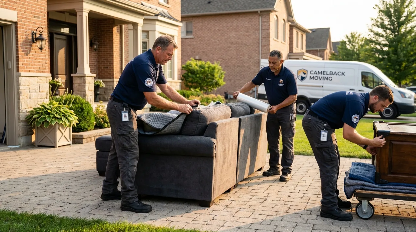 Large estate moving crew wrapping furniture in Helena, AL