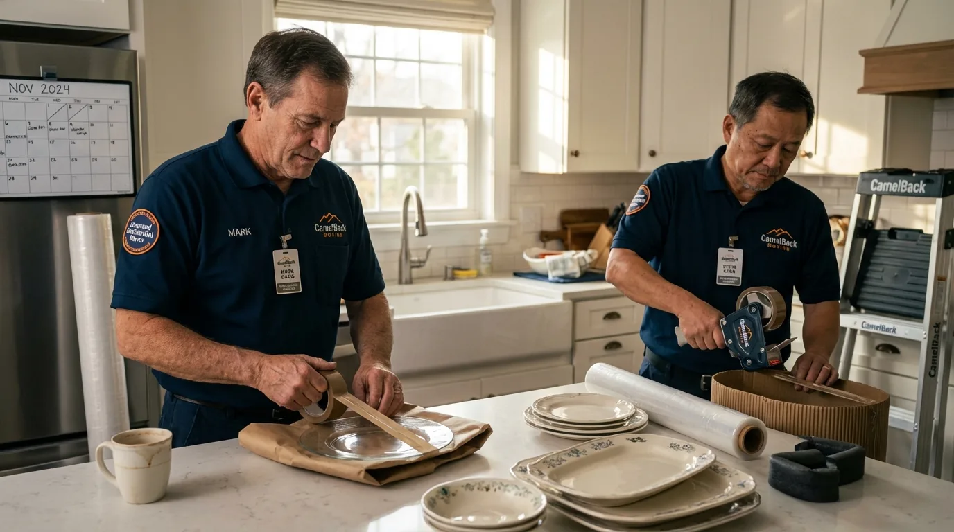 Professional crew packing kitchen dishware in Helena, AL